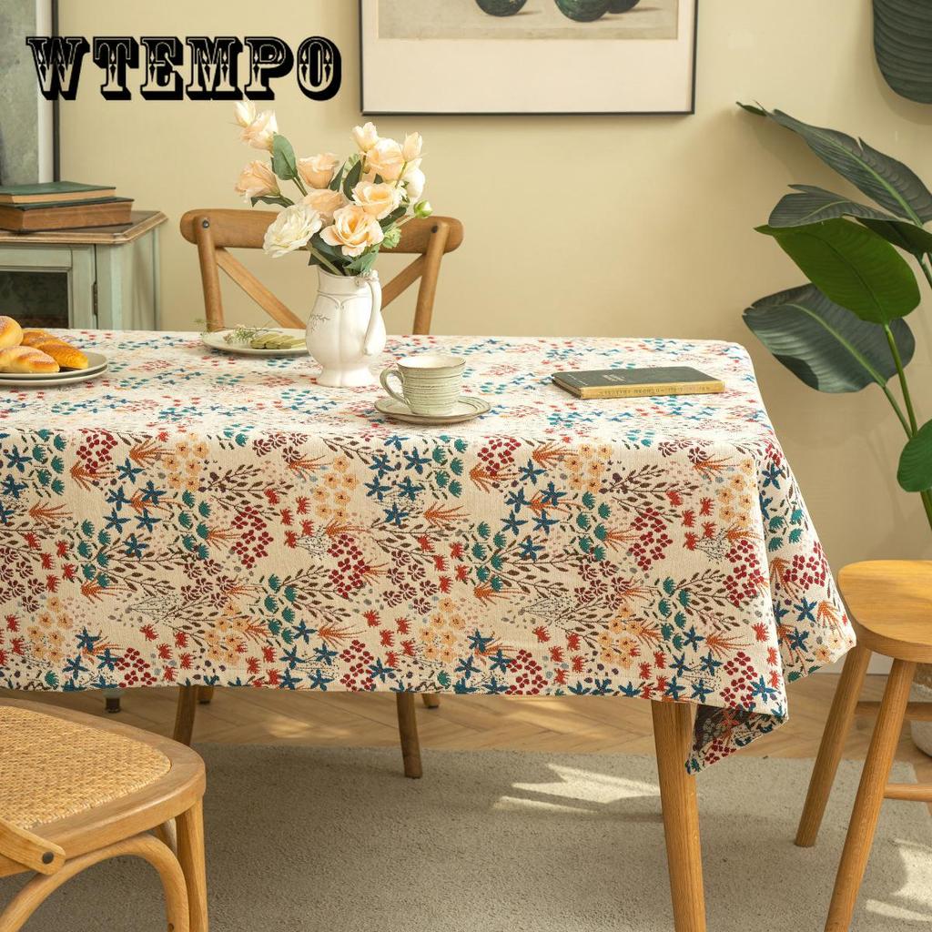 Charming French Country Floral & Bird Tablecloth - Light Green, Stain-Resistant, Wipeable for Kitchen, Dining Room, Parties, Holidays