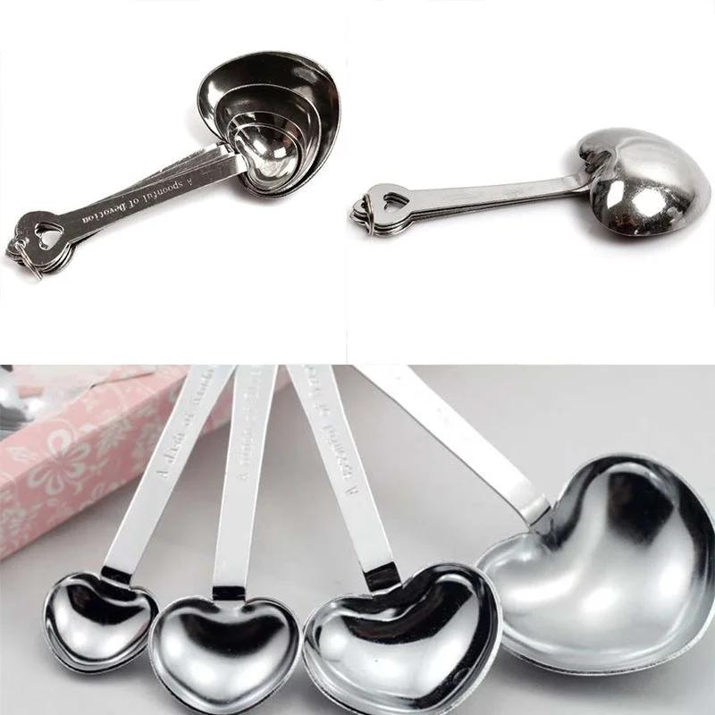A Set of Four Cool Luxury Tableware Sweet Heart Shaped Measuring Spoons Wedding Gift