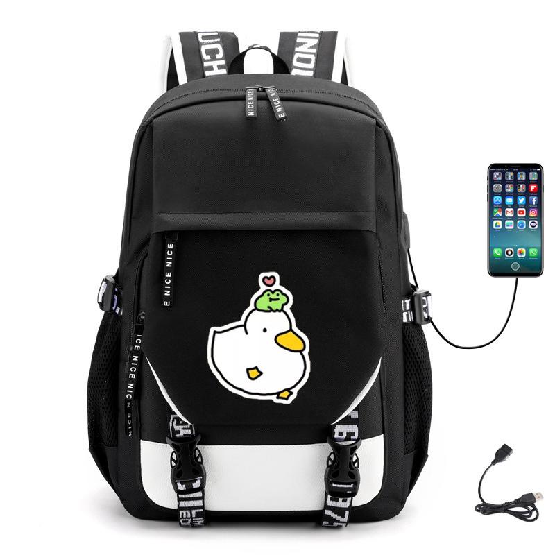 Multifunctional Goose Backpack Large Capacity Student Bag Leisure Travel Usb Computer Bag