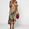 2026 Spring European & American Leopard Print Deep V-Neck Maxi Dress for Women