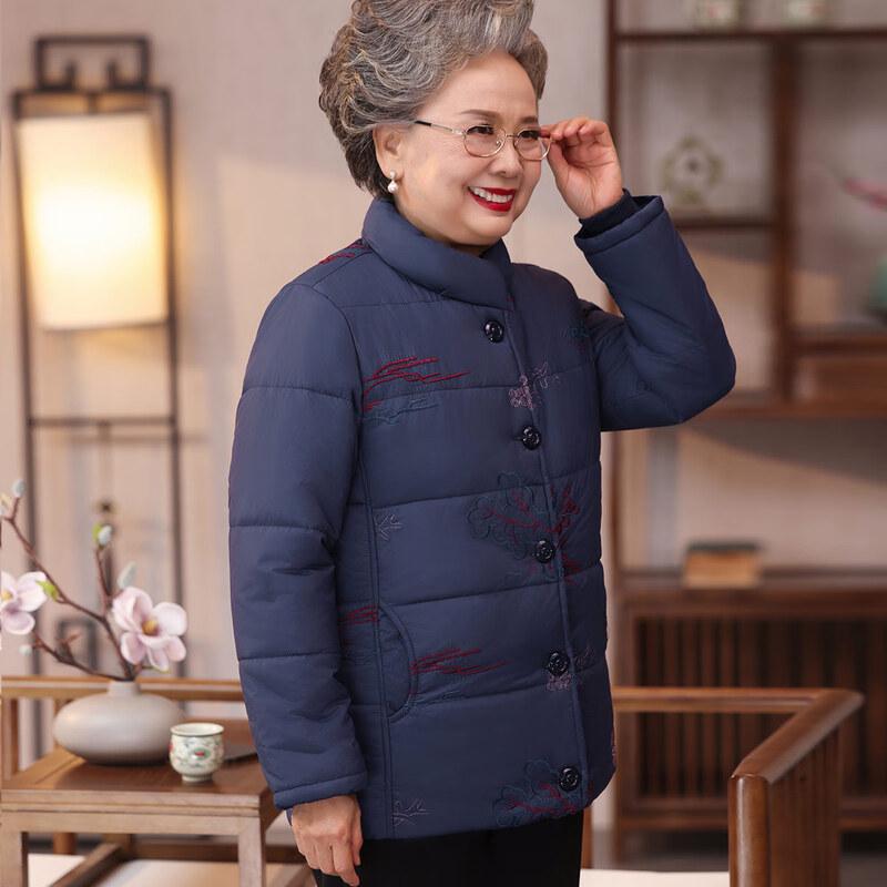 Mid-aged & Elderly Women's Embroidered Padded Cotton Jacket