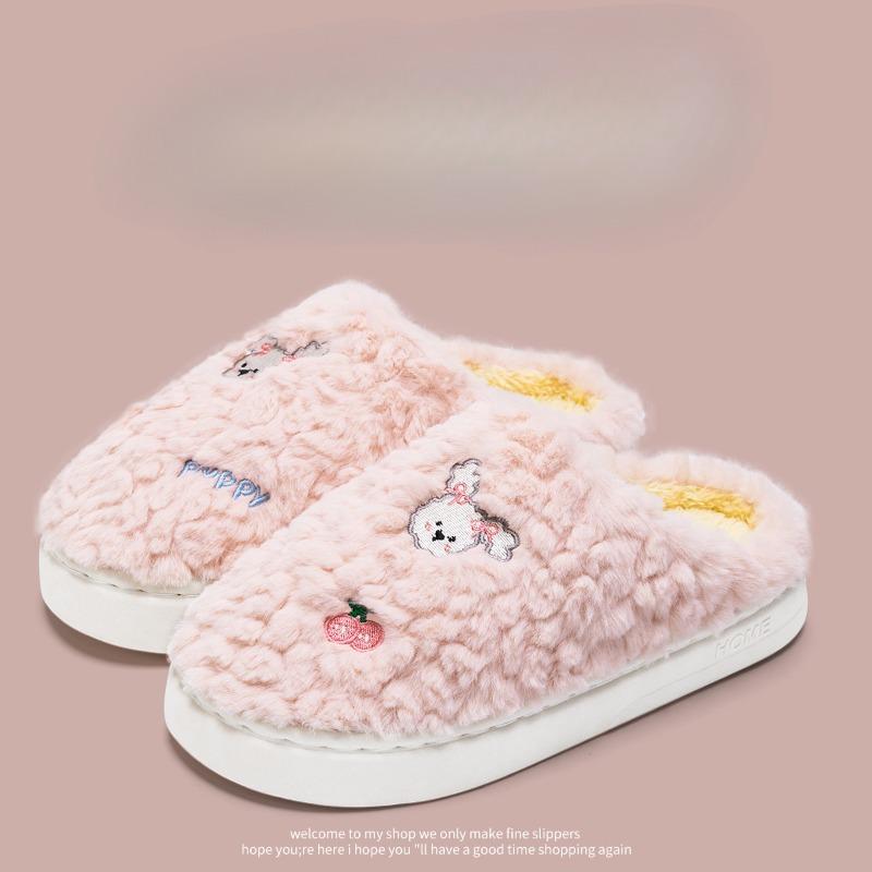 Mode Winter PVC Niedlich Plüsch Warm Damen Baumwollpantoffeln Lässig Indoor Zuhause Hasenkopf Weich Hautfreundlich Unisex Rutschfest Hausschuhe