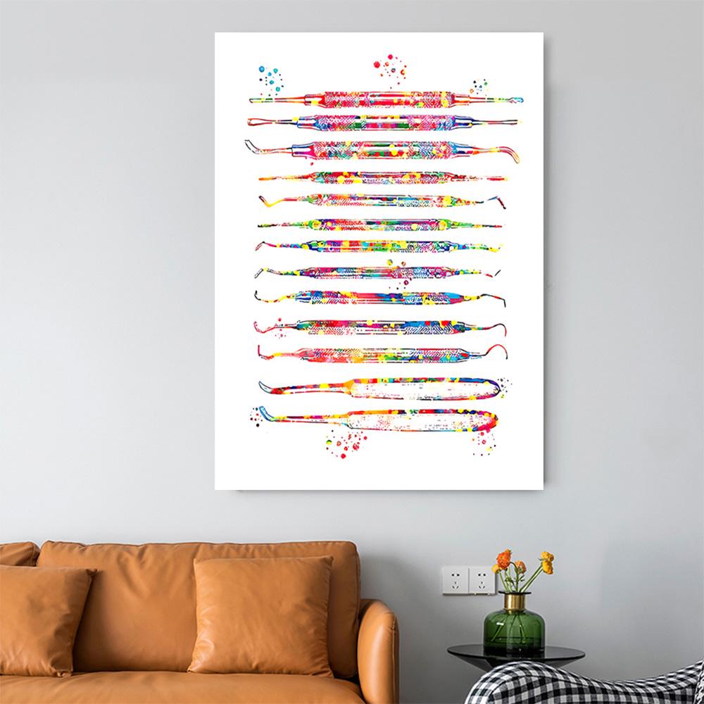Anatomy Dental Medical Canvas Painting Watercolor Wall Art Posters and Print Pictures for Dental Equipment Teeth Home Decoration