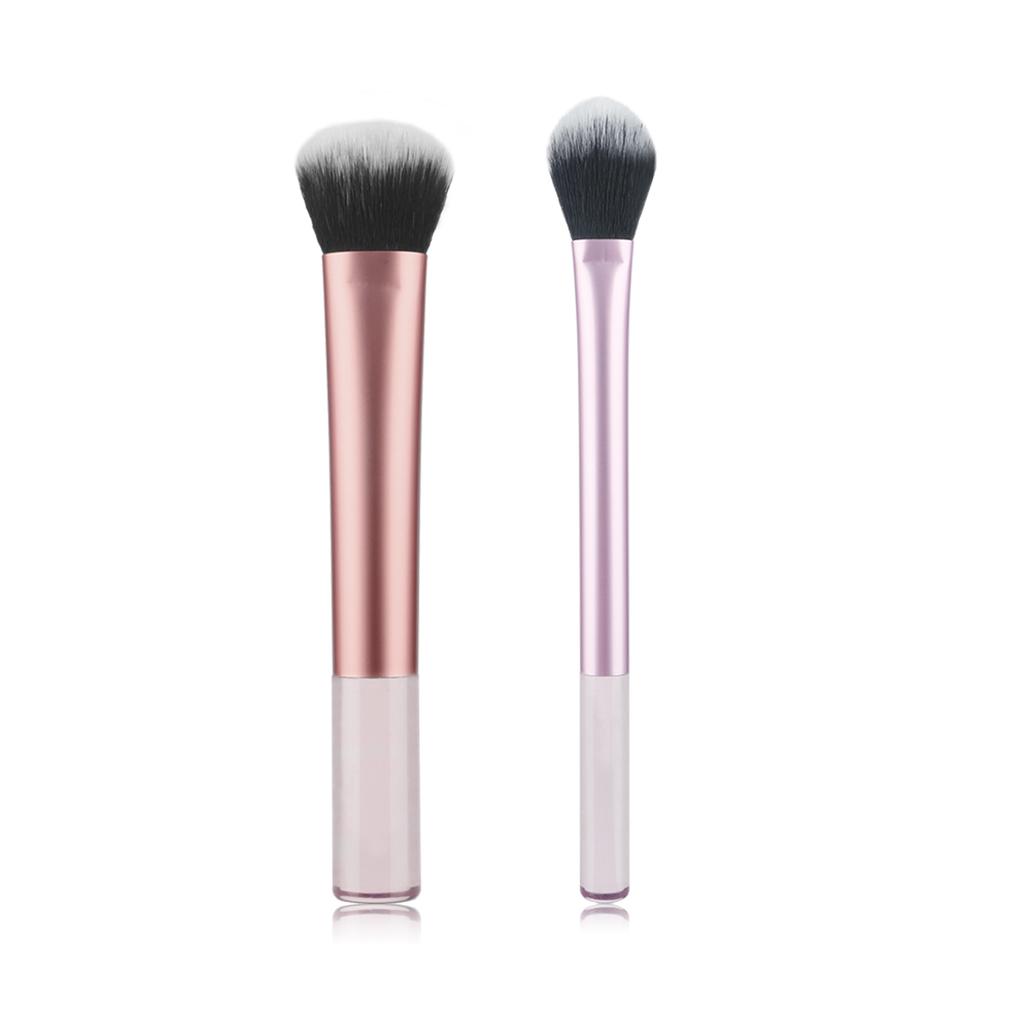 2pcs Cosmetics Makeup Brushes Set Loose Powder Foundation Highlight Contour EyeShadow Oblique Eyebrow Soft Hair