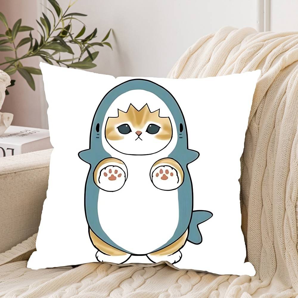 Hand Drawn Cute Cat Pillow Case Pattern Printed Pillowcase For Living Room Sofa Cushion Cover Bedroom Decor