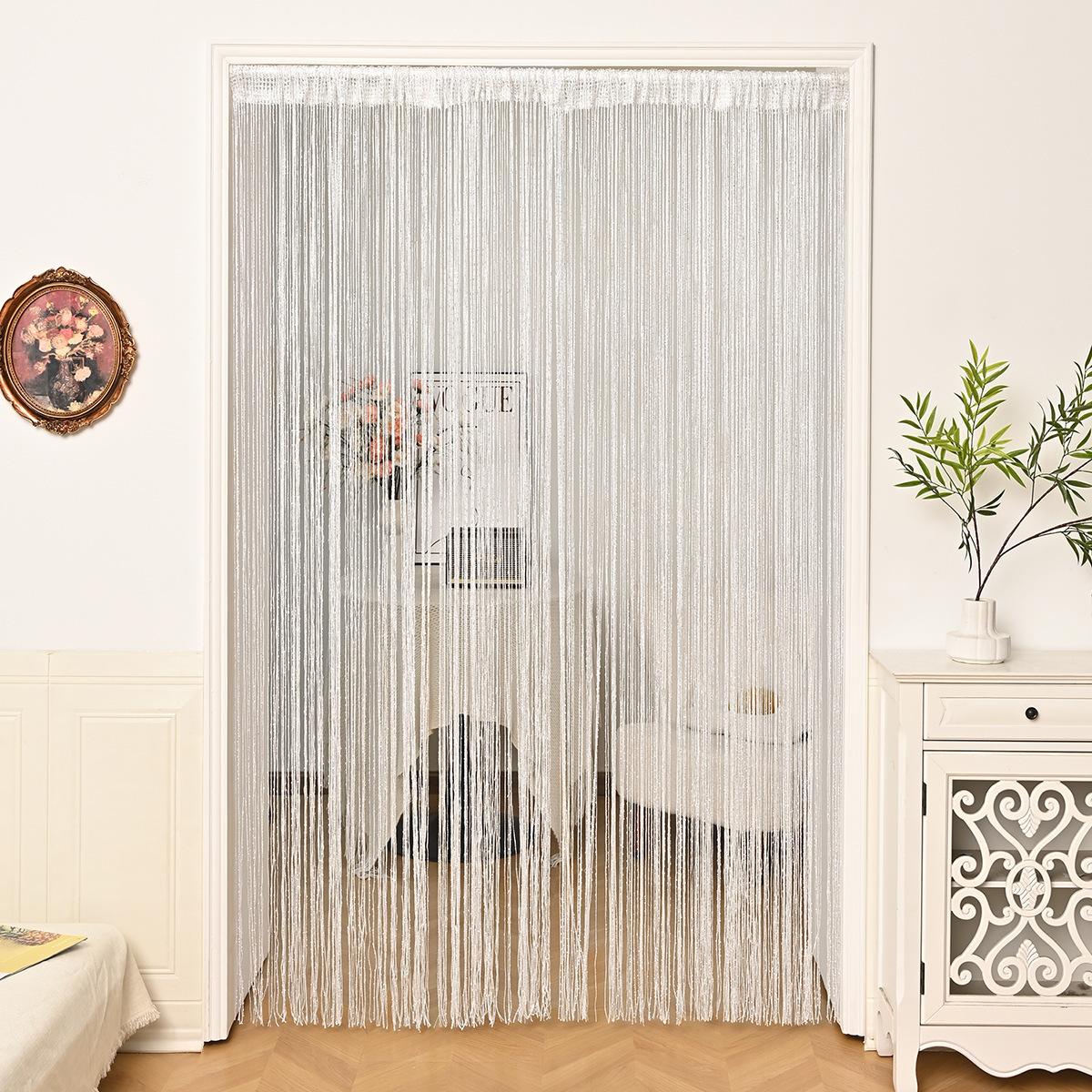 

2pcs Window Screens Pole Type Curtains Living Rooms Study Rooms, Door Curtains Decorative Partitions Decorative Tassels 2pcs 100x200cm серый