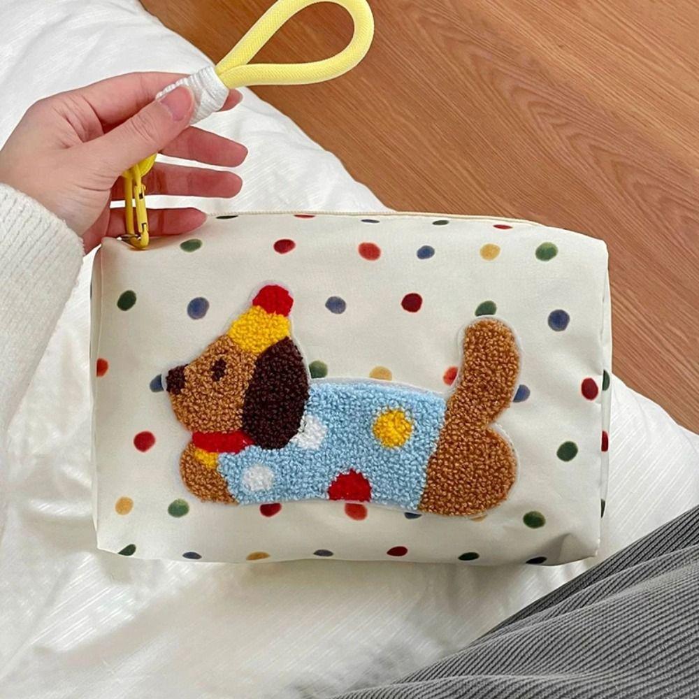 Zipper Travel Toilet Bag Large Capacity Skincare Storage Bag Cartoon Puppy Cosmetic Bag  Stationery