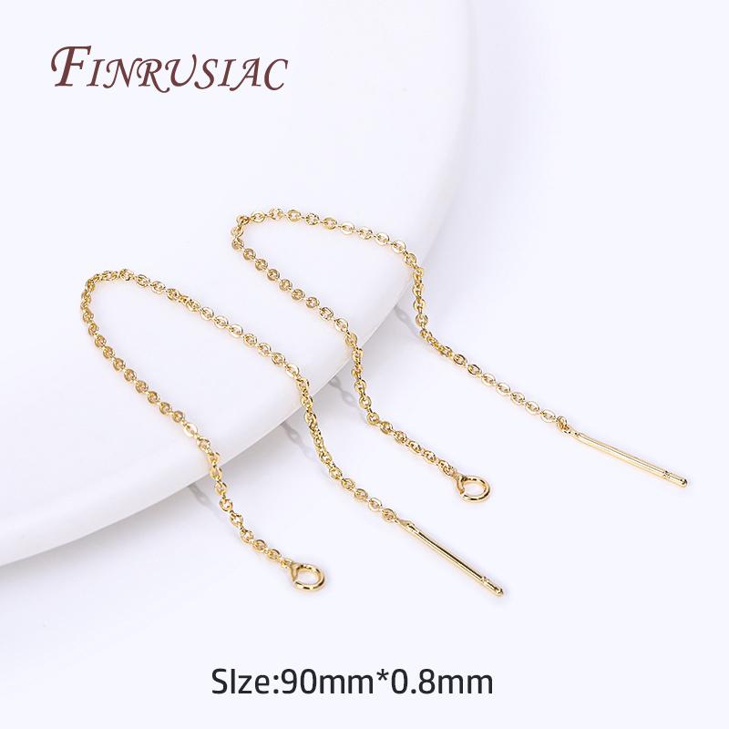 Brass Thin Chain Ear Wire For Earrings Making Findings Trendy 18K Gold Plated Long Tassel Earwire DIY Fashion Jewelry For Women