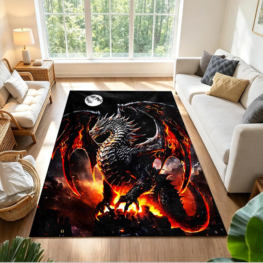 Mystic Dragon In Storm Non-Slip Home Carpet Design for Office Decor Living Room Bedroom Gift