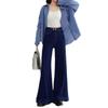 Commuter niche double-button wide-leg jeans women's spring and autumn new trend, thin and mop jeans tide