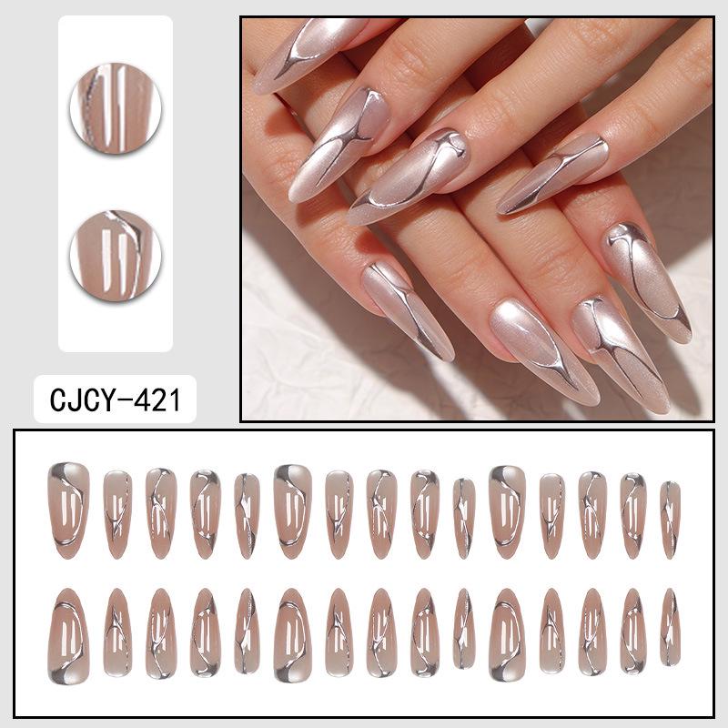 O8 Long Nail Art Tips - European & American High-End Wearable Summer Stickers