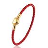 Fashion Women Gold Plated Lover Bracelet Bangle Leather Chain With Love STAINLESS STEEL Clasp Pan Bracelet Bead Charms Bracelet
