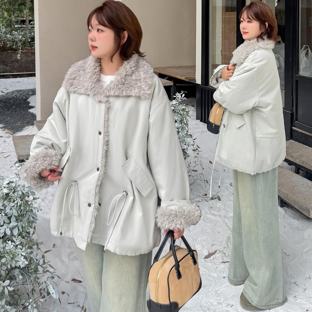 Women's Oversized Fleece Lined Parka Coat Loose Fit Big Collar Drawstring Winter Warm Outerwear Jacket