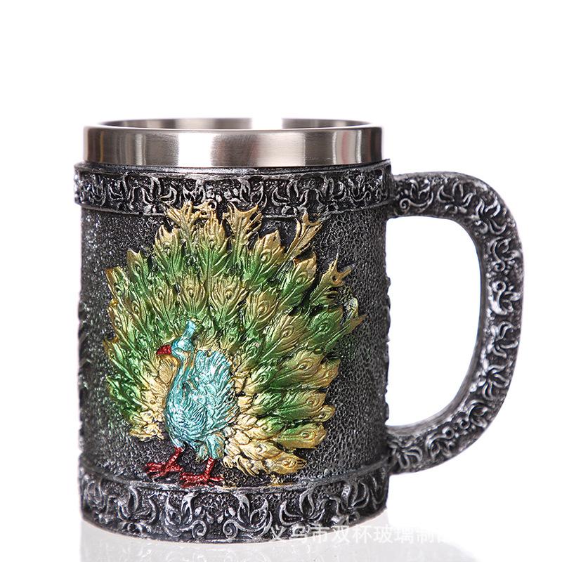 Knight Skull Beer Mug Vintage Cup Creative Relief Personalized Cup Drinking Cup Stainless Steel Halloween Gift Beer Goblet