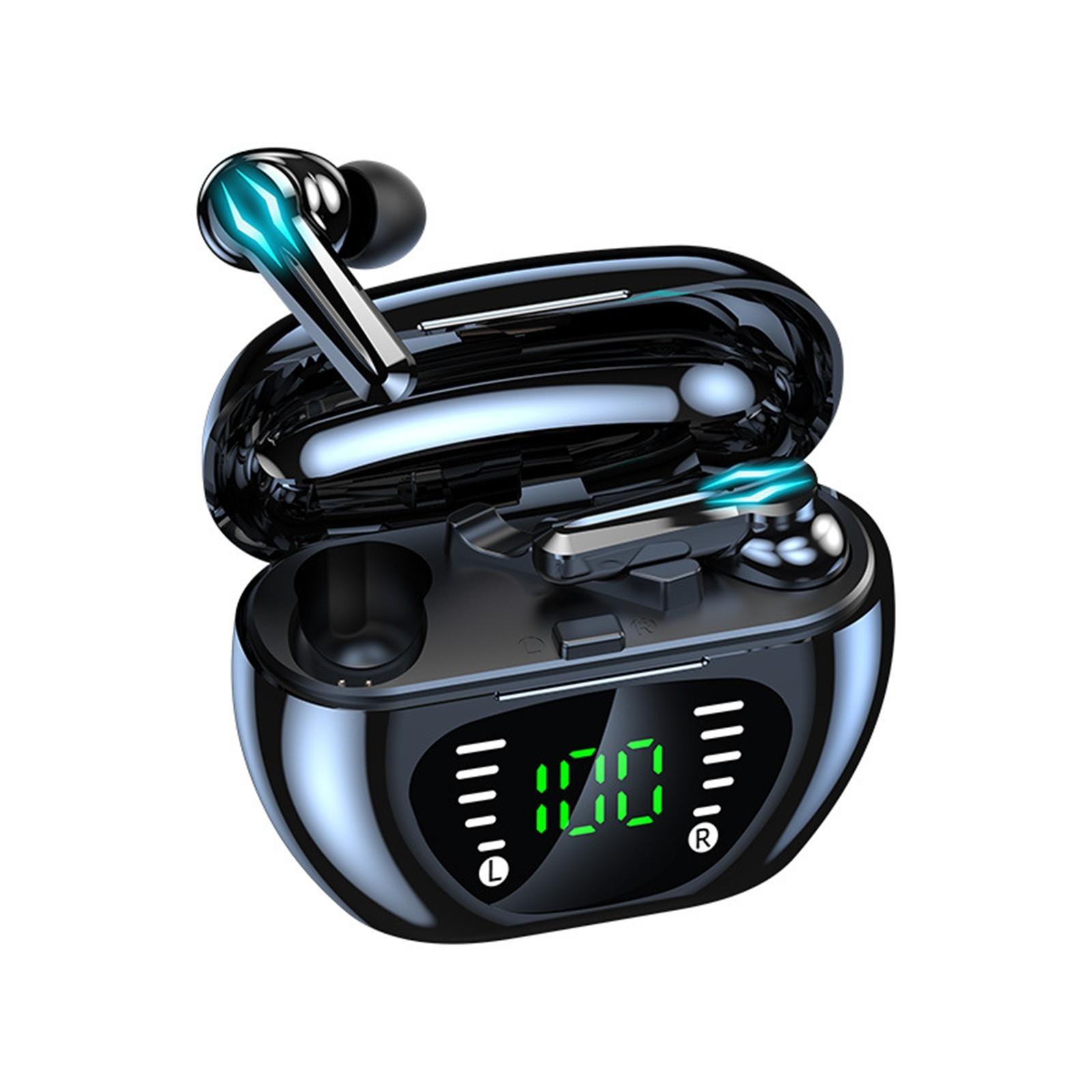 

M29 Беспроводные наушники со светодиодным цифровым дисплеем BT V5.1 Наушники Спортивные наушники-гарнитура с микрофоном Зарядное устройство Игровые наушники One Size чёрный