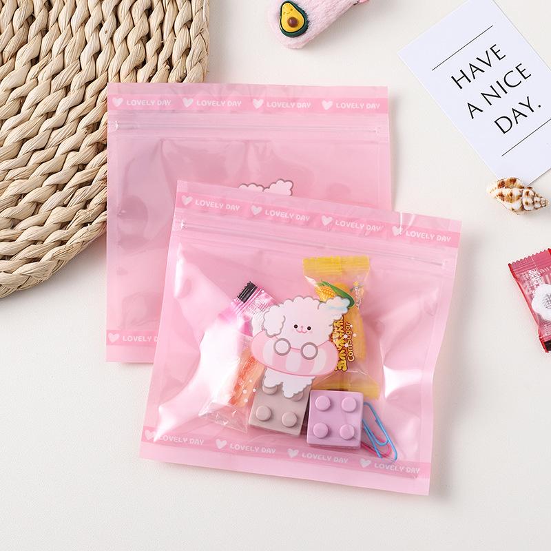 TETP 50Pcs Ziplock Bag With Claer Window Handmade Candy Lollipop Chocolate Macarons Packaging Favors DIY Headdress Bracelet Pack