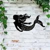 Mermaid Metal Wall Art 11.81x6.69 Inch Rustic Iron Decor for Patio Garden Home Housewarming