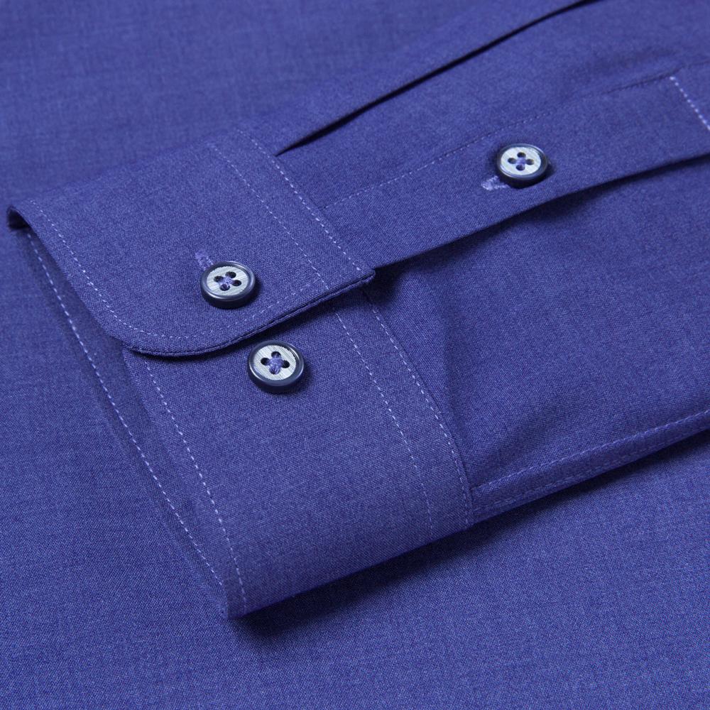 Pánská pružná košile s dlouhým rukávem z bambusového vlákna klasického střihu jednobarevná na knoflíky - Formální oblečení pro zralé muže - Ideální pro všechna roční období