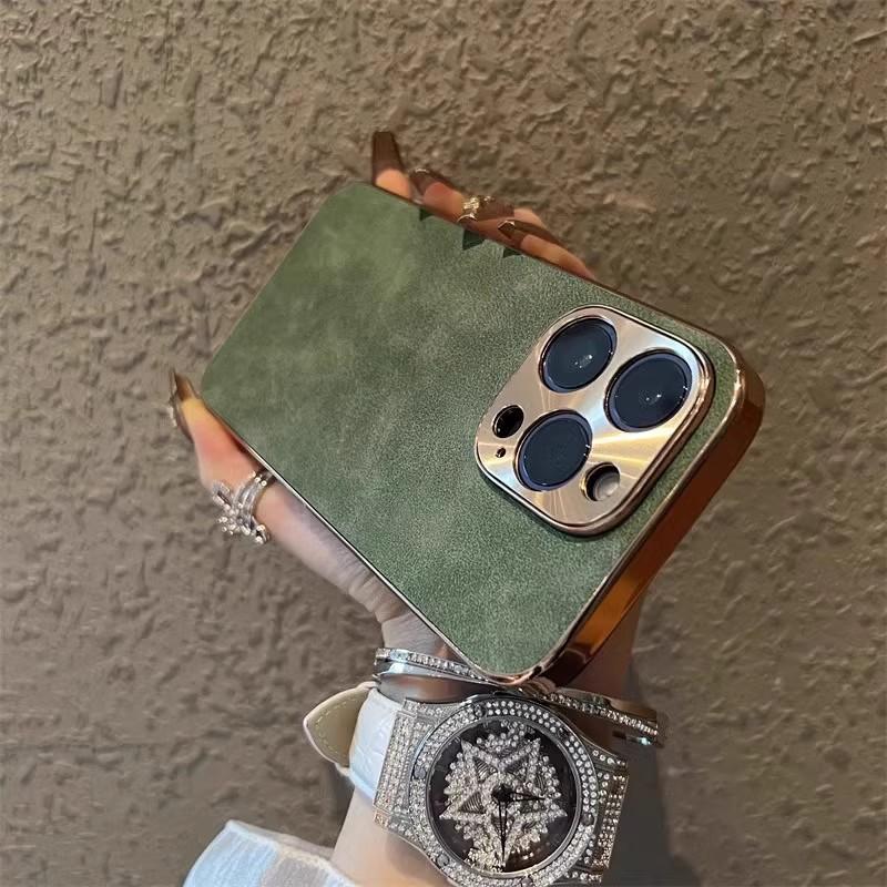 

Применимо к Apple 17 ProMax Yangba Кожаный чехол Гальваническое покрытие iPhone 16 Защита от падений 15 Кожаный узор высокого класса Защитный чехол iPhone12pro