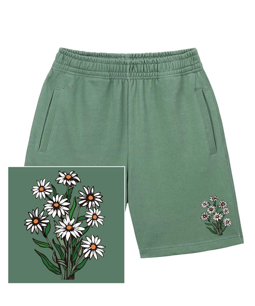 TRIPSHION Daisy Bundle Logo Sweat Half Pants - Pigment Green