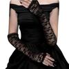 Long Lace Fingerless Gloves, Sheer Floral Arm Sleeves for Wedding & Cosplay