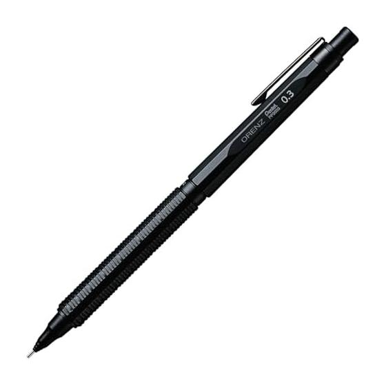 Pentel OrenzNero 0.3mm Mechanical Pencil, PP3003-A, Orenz System, Automatic Lead Feeding, 12-Sided Barrel, Matte Black