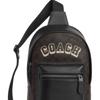 Coach West 19 Varsity Pattern Design Leather And Fabric Mixed Faux Leather Crossbody Bag Small Men bags Walnut CCF64-QBWAN