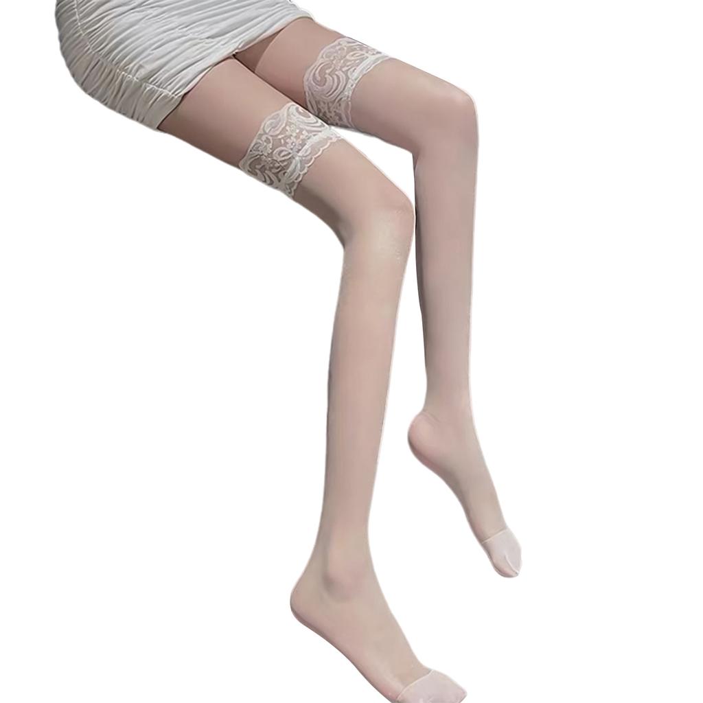 Over The Knee Socks Women Silk Thigh High Stockings Silicone Lace Top Pantyhose
