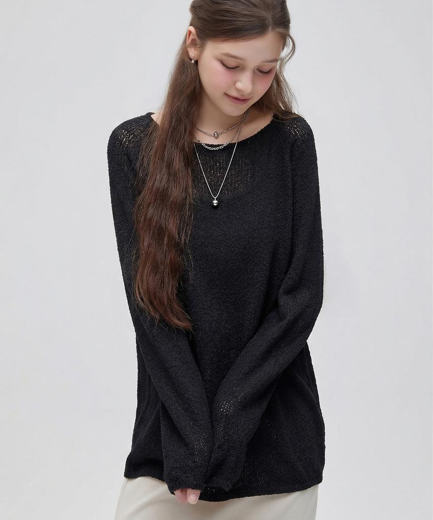 ROEM Linen-Like Loose Fit Knit Rmkag25Nt2