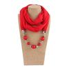 Scarf Necklace Ethnic Chiffon Solid Tassel Gorgeous Beaded Pendants Jewelry Necklace Scarf Fashion Accessories
