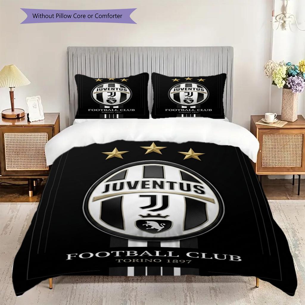 Emblema del Football Club Juventus Set da tre pezzi (1 * copripiumino + 2 * federa, senza nucleo) Copripiumino e federa Set biancheria da letto