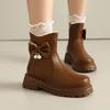 Autumn and Winter Children's Leather Boots Medium and Large Children's Boots Student Performance Catwalk Shoes Bow New Little Girl Girl Martin Boots