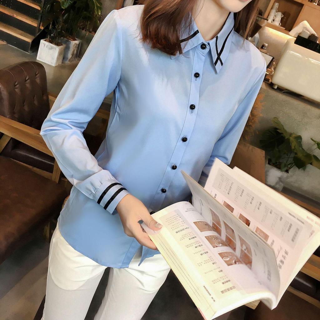 Versatile Korean Style Women's Chiffon Long-Sleeve Casual Loose Plus Size Shirt for Spring/Summer Fashion