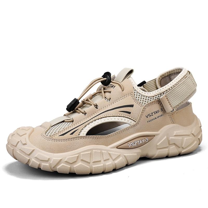 Classic Grey Hiking Sandals Men Summer Mesh Outdoor Beach Men's Sports Sandals Platform Breathable Hollow Out Walking Shoes Man