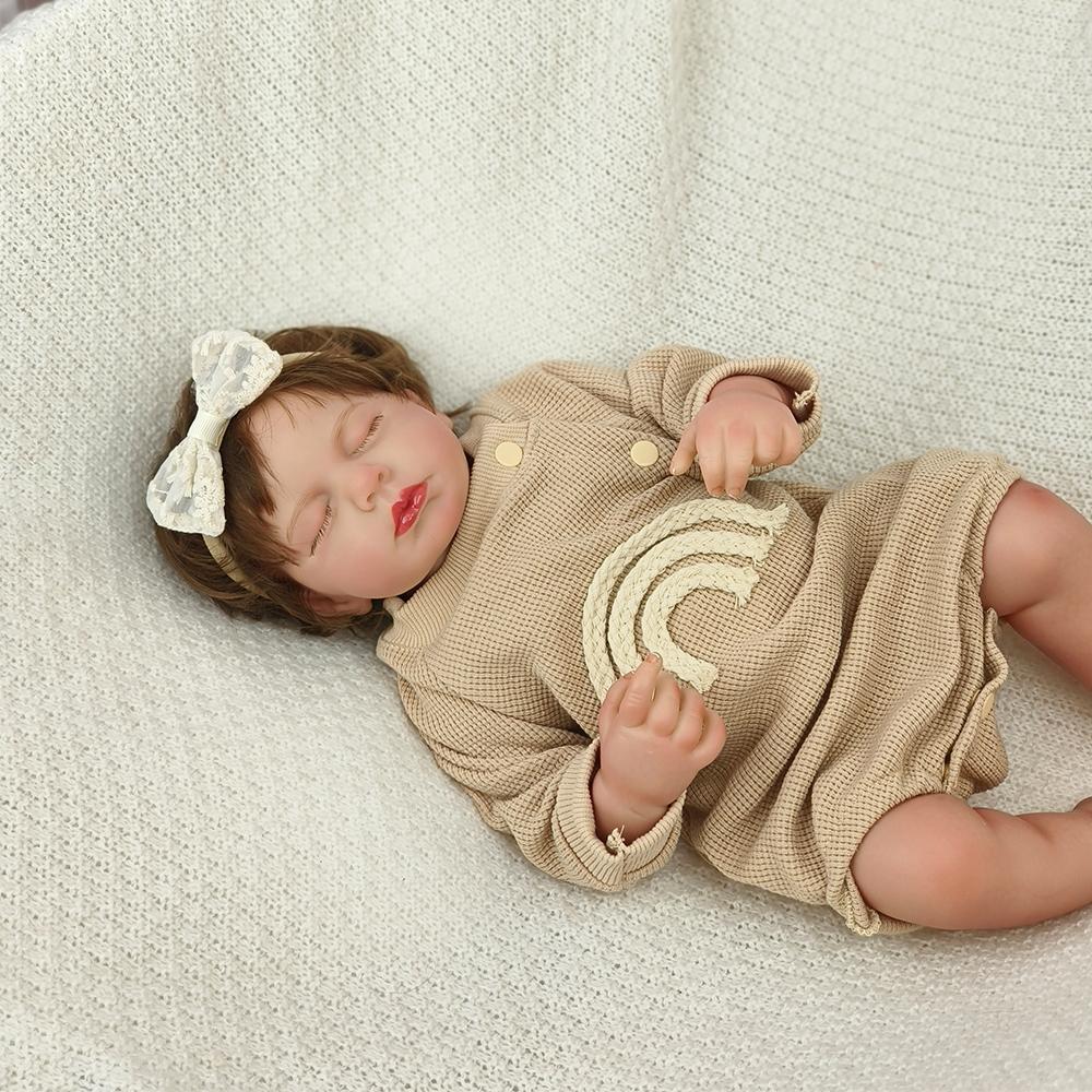 Reborn Bebe Loulou Newborn Dolls Sleeping Baby Handmade Painted Lifelike 3D Skin with Visible Veins Doll Toy