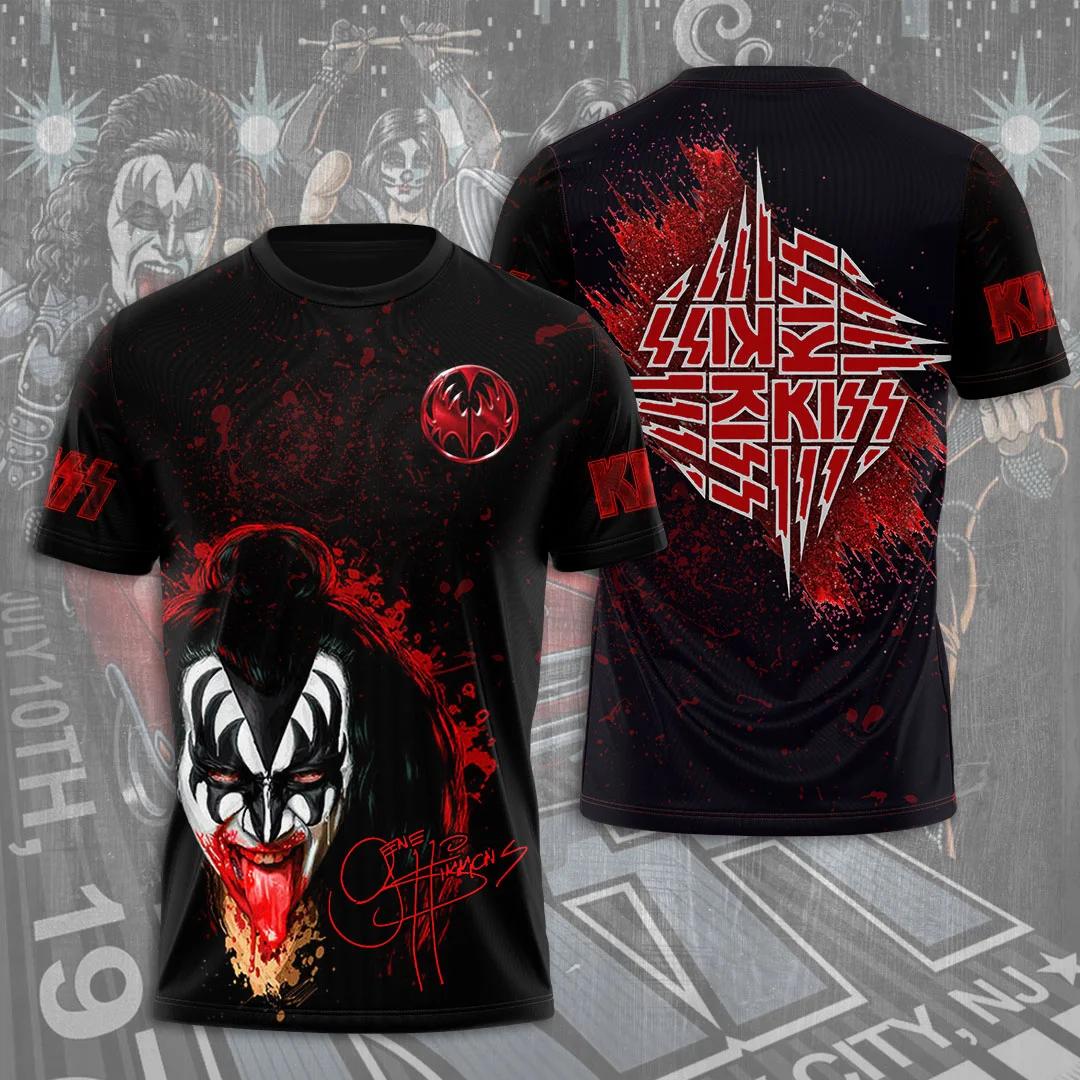 ETST22 Hete Rockband Kiss T-shirts 3D Geprint T-shirt Zomer Mannen Vrouwen Grappig Korte mouw Ronde hals T-shirt Straat Man Tops 6XL