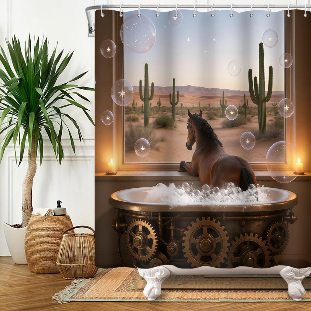 Cute Animal Theme Waterproof Shower Curtain Adorable Animals Bathroom Decor with Hooks For Bathtub Bathroom Screens Home Decor