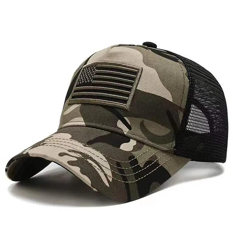 Hot sale High quality American Flag Embroidery Baseball Net Caps Spring and Summer Outdoor Adjustable Casual Hats Sunscreen Hat
