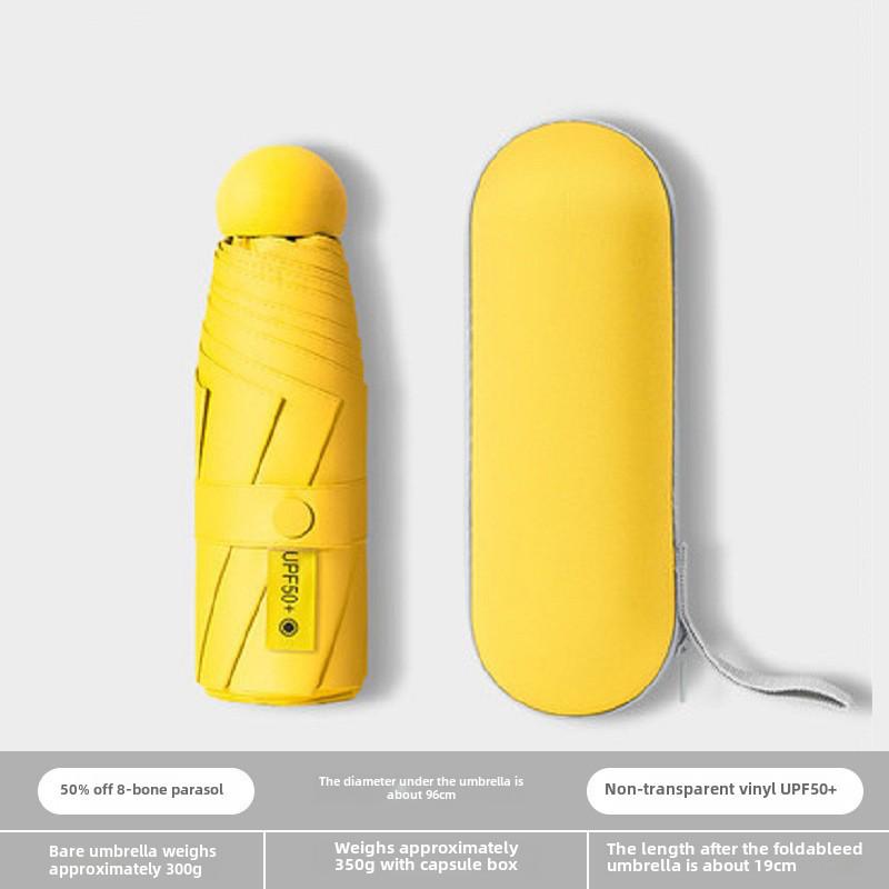 Compact Dual-Use Capsule Umbrella: Portable, Foldable, Lightweight, Sun & Rain Protection