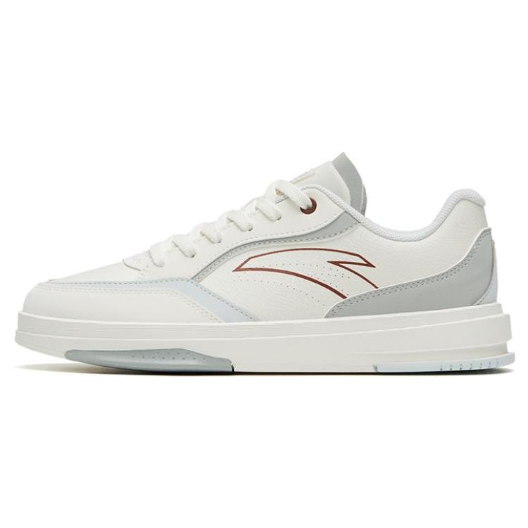 New Anta Life Collection Anti Slip Wear Resistant Low Top Skateboard Shoes Women's White Gray 922328011-2