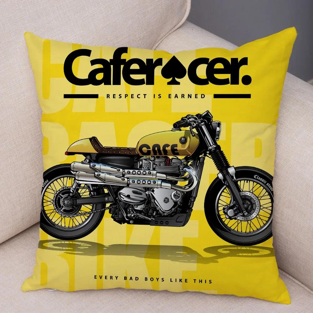 Colorful Motorcycle Throw Pillow Cover with Short Plush Print for Living Room Sofa Decoration Cushion Cover Pillow Covers