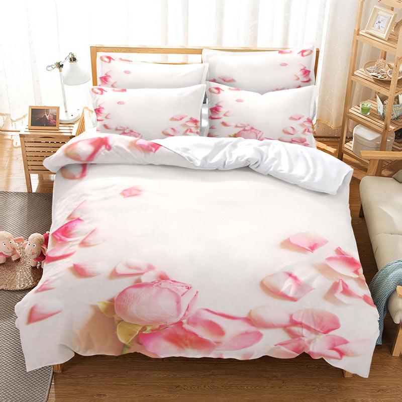 Pink Rose Duvet Cover Set Romantic Themed Valentine's Day Mother's Day Gift Bedding Set Queen King Size Polyester Quilt Cover