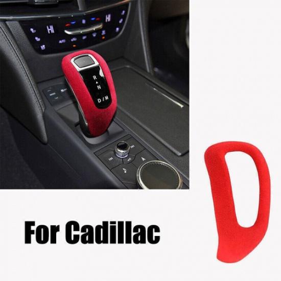 1 Pcs Red Suede Leather Car Gear Shift Knob Cover Trim For Cadillac XT4 2019