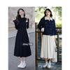 Inman French Style Autumn/Winter Corduroy Knit High-Neck A-Line Midi Dress