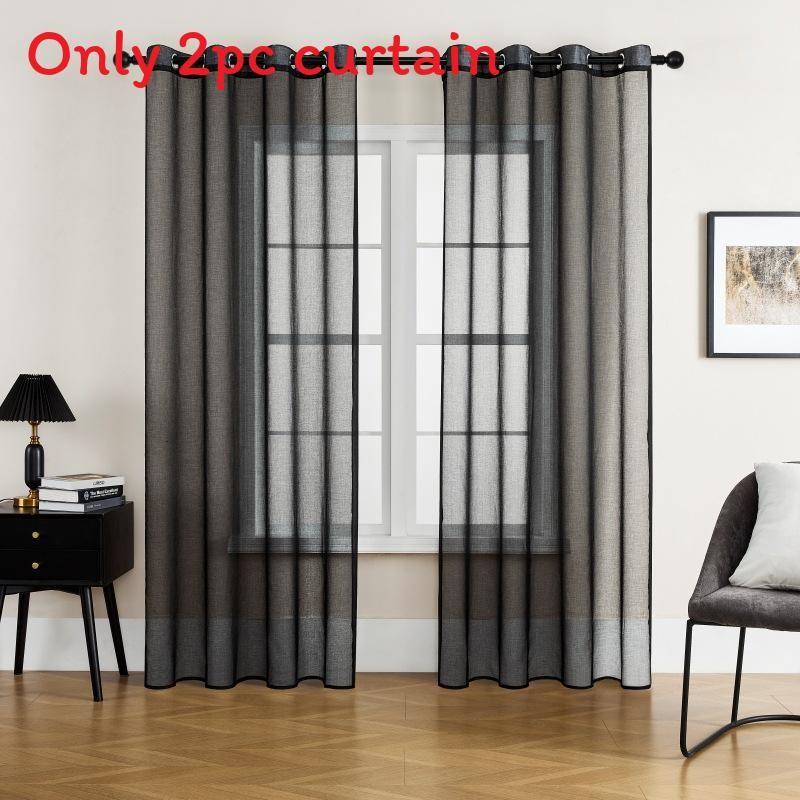 Color Modern Solid Light Transmission Curtain Bedroom Living Room Sheer Semi