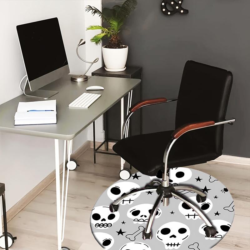 1pc Office Carpet Chair Mats Skulls, Bones, Stars Pattern Perfect for Decorating Office Chairs, Living Rooms, Or Bedrooms