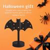 Glitter Bat Candle Holder,Halloween Candle Holder Centerpiece with LED Flash Lamp,Gothic Bat Candle Holder Fireplace Decoration