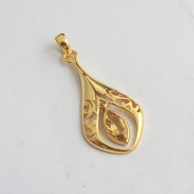 Gelbvergoldeter Citrin-Anhänger mit Geburtsstein November aus 925er-Sterlingsilber, Charm-Schmuck