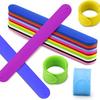 Silicone Snap Bracelet with Printed Text Pattern - Solid Color Slap Ruler Wristband for Adults and Children