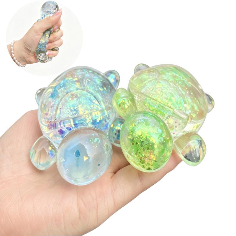 Squishy Turtle Fidget Toy Small Glitter Turtle Squeeze Toy Cute Animal Anti Stress Fidget Splat Decompressions Vent Squeeze Toy